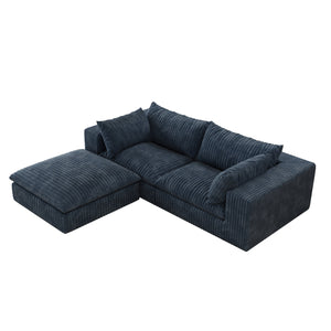 English Elm 39.8" Cloud Sofa - Plush Corduroy Modular Couch With Removable Cushions, No Assembly Needed, Blue W2824S00083