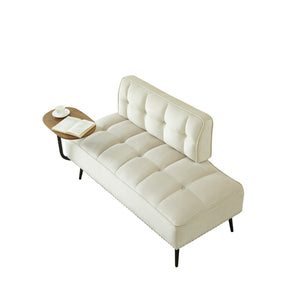 English Elm 54-inch Velvet Tufted Loveseat with Rotating Tray Table Nailhead Trim Compact Seating Beige W1359P438328