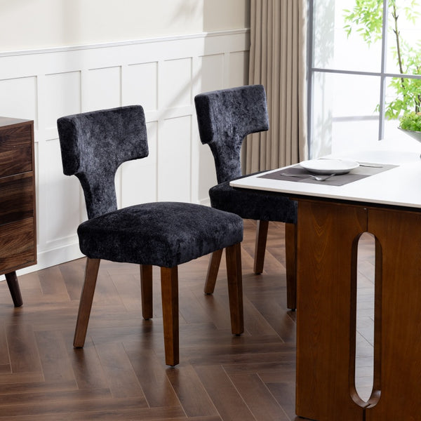 English Elm Mid Mid Century Modern Dining Chairs Set of 2 Upholstered Linen Accent Chairs with Solid Wood Frame, Ergonomic Support and Nailhead Trim Gray W794P335665