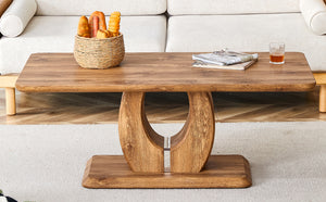 English Elm Modern modern simple luxury rectangular coffee table with sturdy base, easy-clean MDF, versatile use Wood W1151S01230