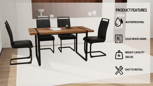 English Elm 59" Rustic Industrial Dining Table Set With 4 Pu Armless Chairs - Stylish, Durable & Versatile Design W2189S00189