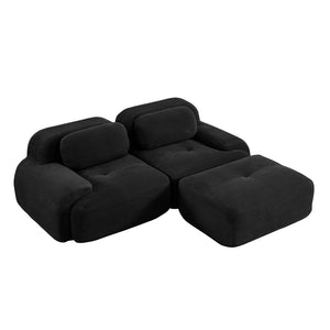 English Elm 82'' Modular L-shaped Sectional Sofa Corduroy Upholstery Curved Arms for Living Rooms Black W714S01273