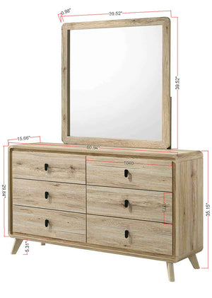 English Elm 1pc Mid-century Tall Chest with Wood-Inspired Finish, Minimalist Hardware, Ample Drawer Storage for Bedroom Organization Beige 63.94 L x 18.59 W x 33 H B2741P323553