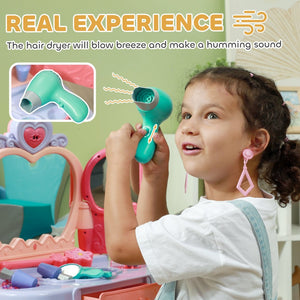 English Elm Qaba Kids Vanity Set With Mirror, Music & Lights - 20 Accessories For Creative Toddler Playtime! W2225P249753-GIGA