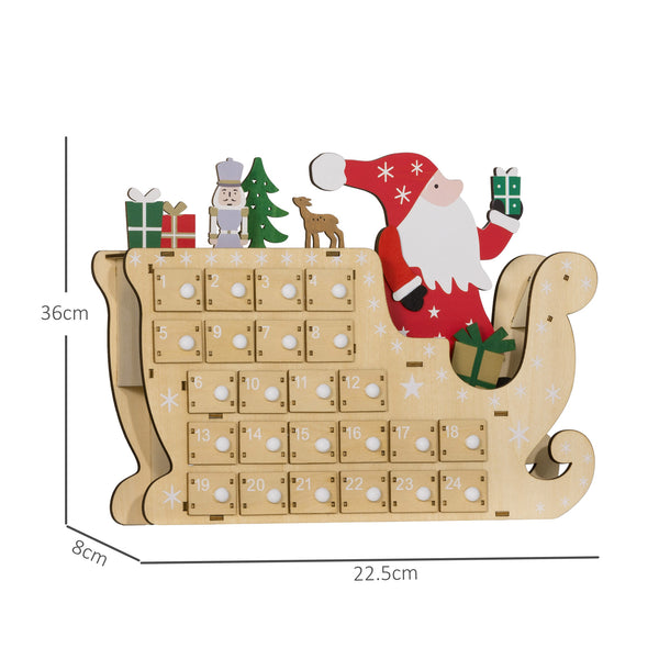 English Elm Homcom Reusable Wooden Christmas Advent Calendar With 24 Drawers For Holiday Treats & Joyful Surprises W2225P249695