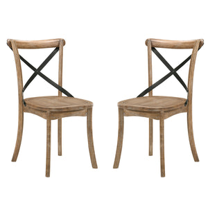 English Elm Set Farmhouse Dining Chairs with X-Back Support and High Back Comfort for Modern Homes, Durable Wood Finish Oak,Rustic B016P324697