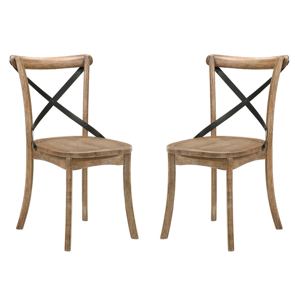 English Elm Set Farmhouse Dining Chairs with X-Back Support and High Back Comfort for Modern Homes, Durable Wood Finish Oak,Rustic B016P324697