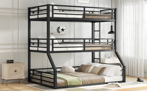 English Elm Twin Metal Triple Bunk Bed - Stylish Space-Saving Design With Safety Guardrails & Noise Reduction Features W1580S00169-GIGA