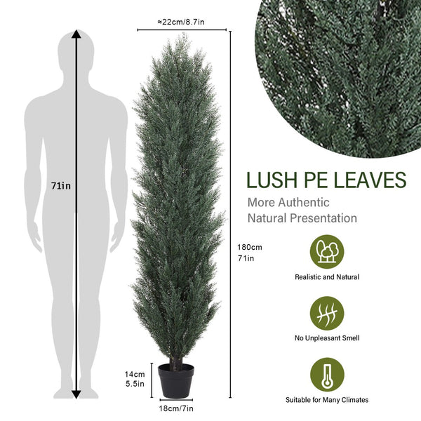English Elm 5ft Faux Cypress Trees Set of 2 Realistic Tall Greenery for Entryway or Patio W2945P322224