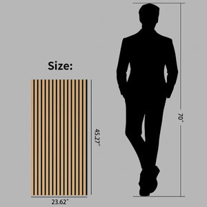 English Elm Wood Slat Acoustic Wall Panels Set of 4 Fluted Mdf for Living Room or Studio White+Oak W347P317956