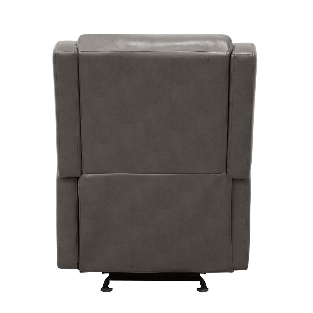 English Elm Gray Faux Leather Glider Recliner Chair – Smooth Gentle Motion, Pull-Tab Recline, Compact Comfort Seat B011P207536