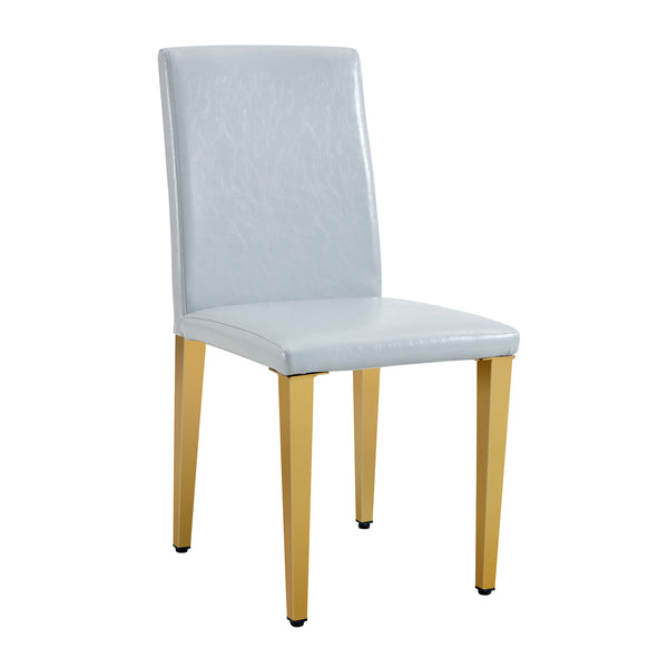 English Elm Four Linen-Cotton Dining Chairs with Sturdy Metal Legs, Breathable Upholstery, Sleek Minimalist Design Gold,Light Gray W1151P269059