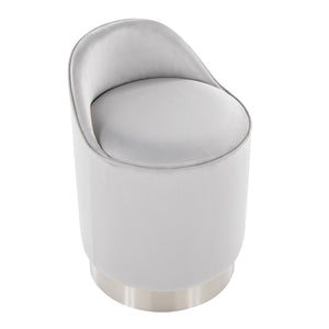English Elm 18" Tufted Velvet Vanity Stool with 360 Swivel Base and Hidden Storage Compartment Chrome,Silver B202P471498