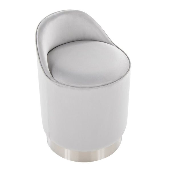 English Elm 18" Tufted Velvet Vanity Stool with 360 Swivel Base and Hidden Storage Compartment Chrome,Silver B202P471498
