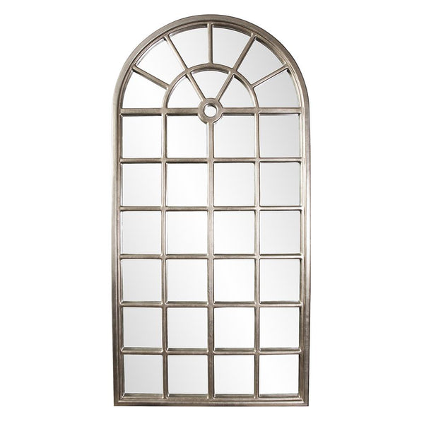 Howard Elliott Mirabel Mirror - Oversized Arched Window Pane Design In Elegant Champagne Silver Leaf Finish Silver Resin 43152-howard-elliott