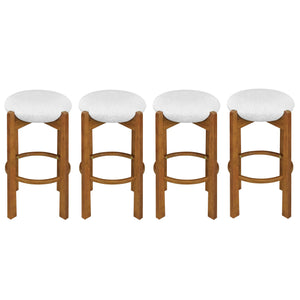 English Elm Christopher Knight Home® - Tara Indoor Wooden Barstool Set Of 4 - Walnut Finish, Ivory Upholstery, Comfort & Style For Any Space N775P333863W-S4