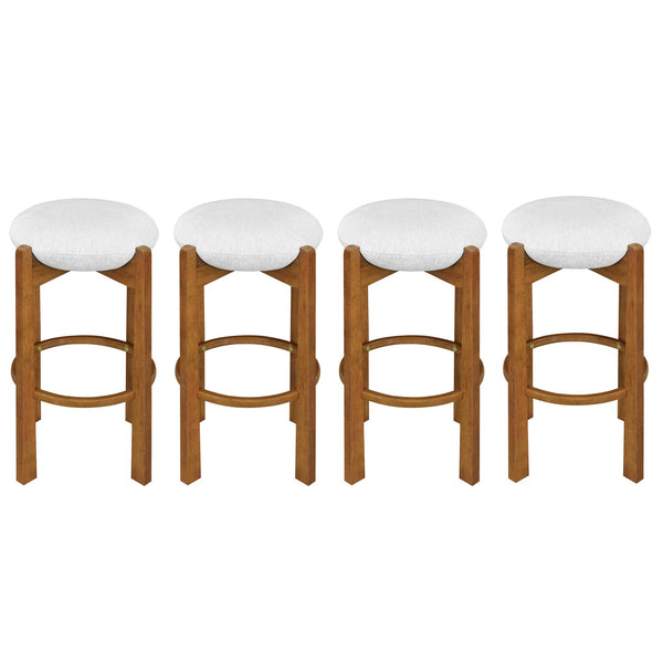 English Elm Christopher Knight Home® - Tara Indoor Wooden Barstool Set Of 4 - Walnut Finish, Ivory Upholstery, Comfort & Style For Any Space N775P333863W-S4
