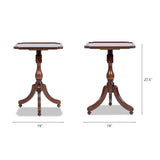 English Elm Mabel 19" Elegant Wood Turned Pedestal Side Table, Rich Walnut Birchwood & Veneer