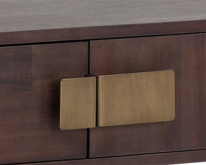 Sunpan Jade Console Table - Unique Acacia Wood Design with Elegant Drawers for Stylish Home Décor Spaces Antique Brass / Dark Mango