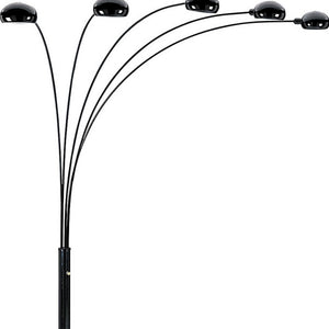 Homeroots 84" Black Five Light Arc Floor Lamp With Black Dome Shade  Metal 431767