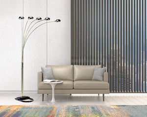 HomeRoots 84" Elegant Five-Light Arc Floor Lamp with Brass Dome Shade for Modern Living Room Illumination Gold 431768