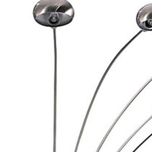 HomeRoots 84" Elegant Five-Light Arc Floor Lamp with Brass Dome Shade for Modern Living Room Illumination Nickel 431769