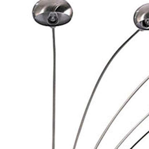HomeRoots 84" Elegant Five-Light Arc Floor Lamp with Brass Dome Shade for Modern Living Room Illumination Nickel 431769