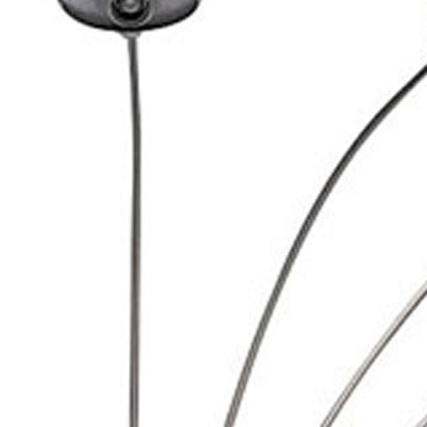 HomeRoots 84" Elegant Five-Light Arc Floor Lamp with Brass Dome Shade for Modern Living Room Illumination Nickel 431769
