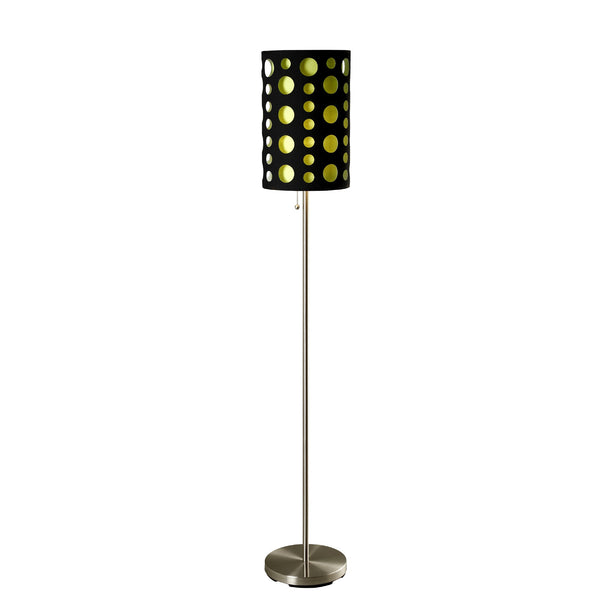 Homeroots 66" Steel Novelty Floor Lamp With Black And Green Drum Shade  Metal 431771