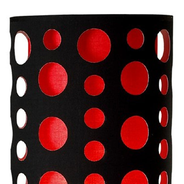 Homeroots 66" Steel Novelty Floor Lamp With Black And Red Drum Shade Black,Red Metal 431772