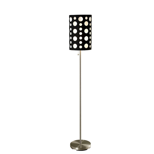 Homeroots 66" Steel Novelty Floor Lamp With Black And White Drum Shade Black,White Metal 431773