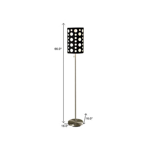 Homeroots 66" Steel Novelty Floor Lamp With Black And White Drum Shade Black,White Metal 431773