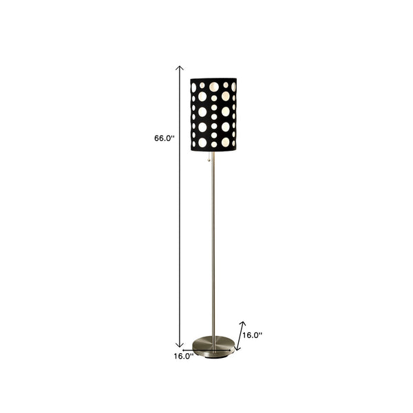Homeroots 66" Steel Novelty Floor Lamp With Black And White Drum Shade Black,White Metal 431773