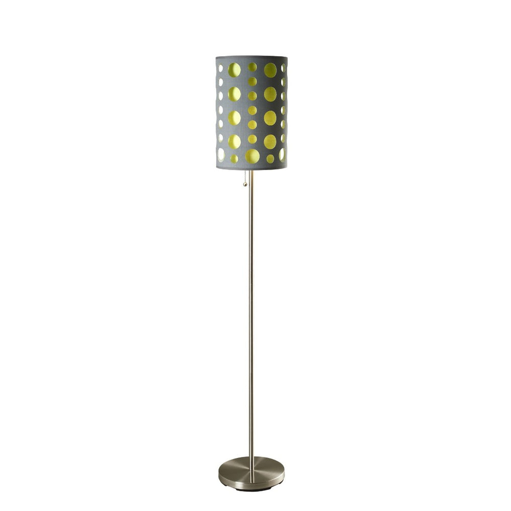 HomeRoots 66" Contemporary Steel Novelty Floor Lamp with Versatile Gray and Green Drum Shade for Any Room 431774