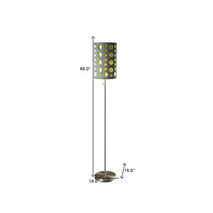 HomeRoots 66" Contemporary Steel Novelty Floor Lamp with Versatile Gray and Green Drum Shade for Any Room 431774