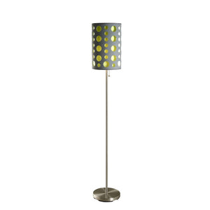 HomeRoots 66" Contemporary Steel Novelty Floor Lamp with Versatile Gray and Green Drum Shade for Any Room 431774