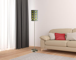HomeRoots 66" Contemporary Steel Novelty Floor Lamp with Versatile Gray and Green Drum Shade for Any Room 431774