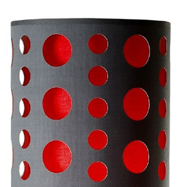 HomeRoots 66" Steel Novelty Floor Lamp - Contemporary Design with Versatile Drum Shade for Modern Spaces Gray/Red 431775