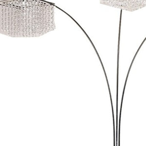 HomeRoots 84" Silver Arched Floor Lamp with Crystal Square Shade - Elegant Three-Light Design for Modern Spaces 431779