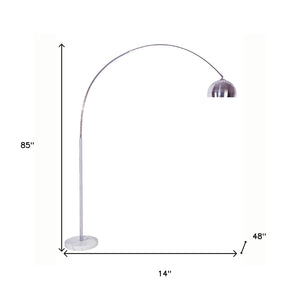 HomeRoots 85" Modern Arched Floor Lamp with Stylish Silver Dome Shade - Perfect for Reading Nooks & Living Rooms 431780