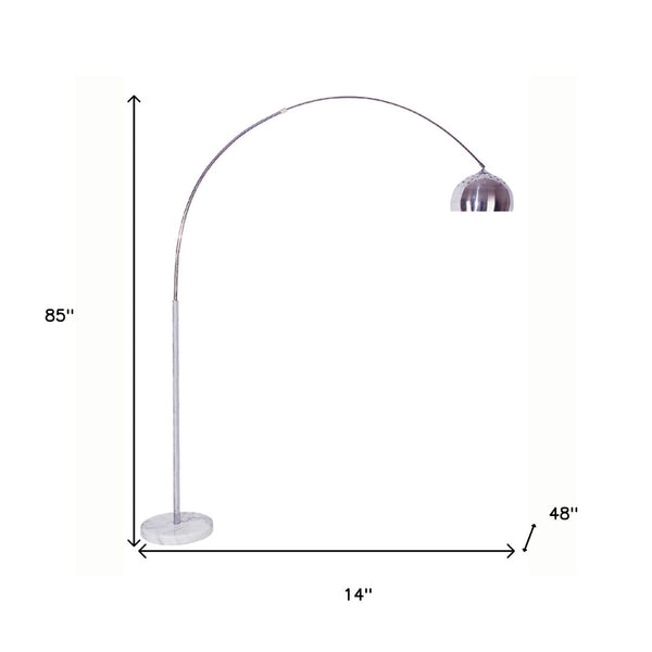 HomeRoots 85" Modern Arched Floor Lamp with Stylish Silver Dome Shade - Perfect for Reading Nooks & Living Rooms 431780
