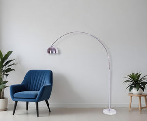 HomeRoots 85" Modern Arched Floor Lamp with Stylish Silver Dome Shade - Perfect for Reading Nooks & Living Rooms 431780