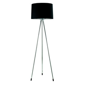 HomeRoots 59" Stylish Silver Tripod Floor Lamp with Black Drum Shade - Modern Lighting for Any Space 431785