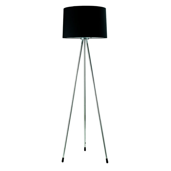 HomeRoots 59" Stylish Silver Tripod Floor Lamp with Black Drum Shade - Modern Lighting for Any Space 431785