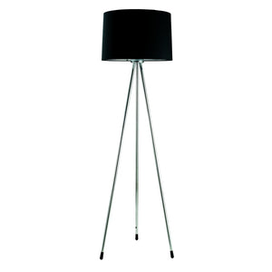HomeRoots 59" Stylish Silver Tripod Floor Lamp with Black Drum Shade - Modern Lighting for Any Space 431785