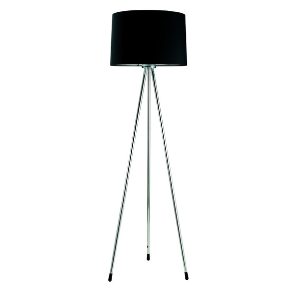 HomeRoots 59" Stylish Silver Tripod Floor Lamp with Black Drum Shade - Modern Lighting for Any Space 431785