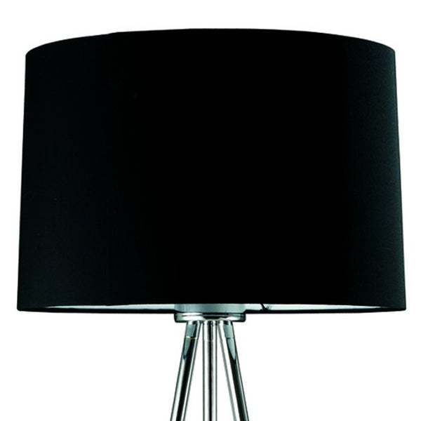 HomeRoots 59" Stylish Silver Tripod Floor Lamp with Black Drum Shade - Modern Lighting for Any Space 431785