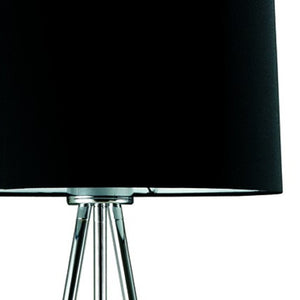 HomeRoots 59" Stylish Silver Tripod Floor Lamp with Black Drum Shade - Modern Lighting for Any Space 431785