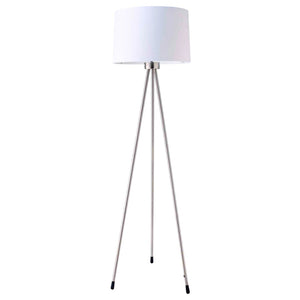 HomeRoots 59" Tripod Floor Lamp with Drum Shade - Modern Design for Living Rooms, Bedrooms, or Offices White 431786