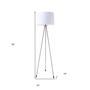 HomeRoots 59" Tripod Floor Lamp with Drum Shade - Modern Design for Living Rooms, Bedrooms, or Offices White 431786